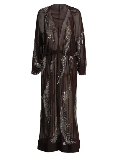16arlington Silas Embellished Georgette Midi Dress In Brown