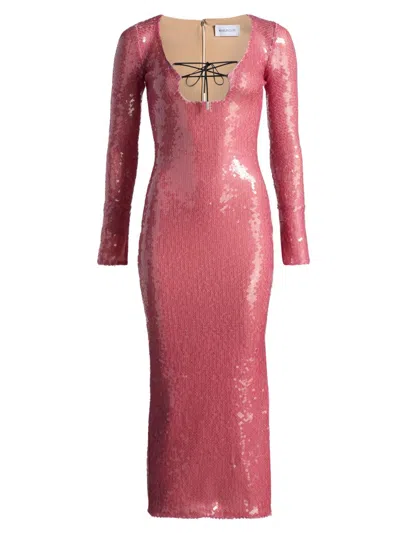 16arlington Women's Solaria High-shine Sequin Midi-dress In Pink