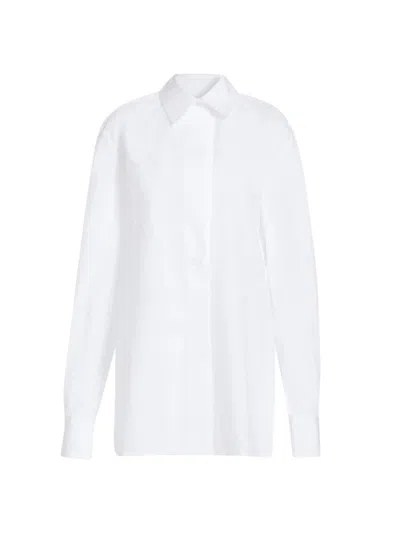 16arlington Women's Teverdi Poplin Longline Shirt In Bianco