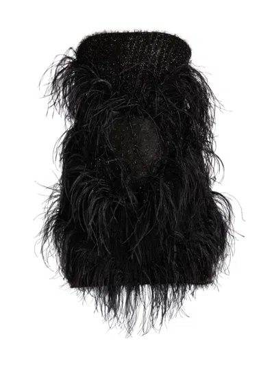 16arlington Women's Visea Feathered Strapless Minidress In Black