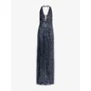 16arlington Eima Sequined Net Gown In Notte