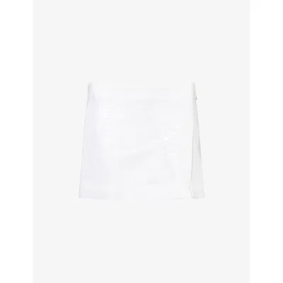 16arlington Womens Minerva Sequin Woven Mini Skirt Bianco