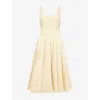 16arlington Womens Amalia Pleated Cotton Midi Dress Giallo Palido