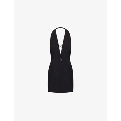 16arlington Womens Nero Alba Open-back Crepe Mini Dress