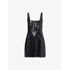 16arlington Womens Sior Sequin Woven Mini Dress Nero