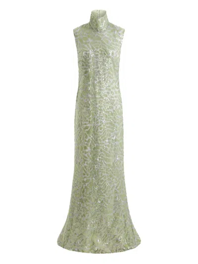 16arlington Zegli Lace Sequinned Gown In Green