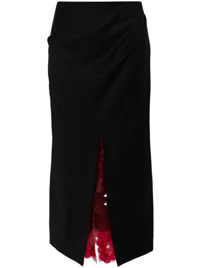 16arlington Zure Sequin-underlay Midi Skirt In Red