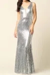 17 Young Dress Brooklyn Gown: Long Formal Sequin Gown In Silver