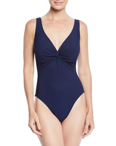 Karla Colletto Twist Underwire One-piece Swimsuit (d+ Cup) In Navy