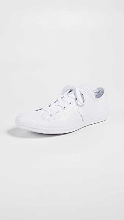 Converse Chuck Taylor All Star Ox Leather Sneakers In White Mono