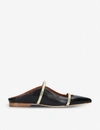 Malone Souliers Maureen Metallic Leather-trimmed Satin Point-toe Flats In Black