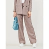 GANNI HEWITT CHECKED HIGH-RISE WIDE WOVEN TROUSERS