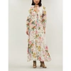 ZIMMERMANN PINK AND WHITE GARDEN FLORAL HEATHERS PLUNGE FLORAL-PRINT LINEN DRESS