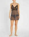 Wacoal Lace Perfection Stretch-lace And Mesh Chemise In Charcoal (grey)