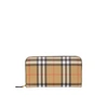 BURBERRY VINTAGE CHECK AND LEATHER ZIPAROUND WALLET,2953135