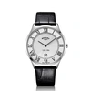 ROTARY WATCHES ULTRA SLIM WHITE STAINLESS STEEL WATCH WITH BLACK LEATHER STRAP,2970056