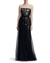 MARCHESA NOTTE STRAPLESS SEQUINED TULLE-OVERLAY GOWN,N26G0720
