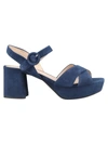 Prada Quarter Strap Platform Sandal In A Oltremare