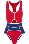 DUSKII Cutout printed neoprene swimsuit,3074457345619614308