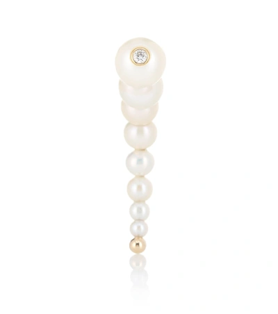 Anissa Kermiche Corne De Gazelle 14kt Gold Pearl And Diamond Single Earring In White