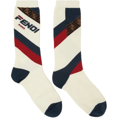 Fendi X Fila White And Red Socks