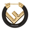 FENDI FENDI BLACK AND GOLD MINI F IS FENDI HOOP EARRING