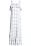 ANTIK BATIK ANTIK BATIK WOMAN TASSELED RUFFLED CHECKED COTTON-GAUZE MAXI DRESS OFF-WHITE,3074457345619728621