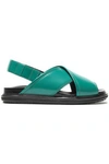 MARNI MARNI WOMAN LEATHER SLINGBACK SANDALS JADE,3074457345619491741