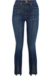 ALICE AND OLIVIA SPLIT-FRONT FADED HIGH-RISE SKINNY JEANS,3074457345619784685