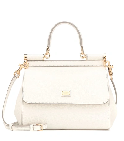 Dolce & Gabbana Sicily Small Leather Shoulder Bag In White