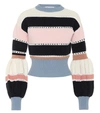 SELF-PORTRAIT 条纹棉质羊毛混纺毛衣,P00350464