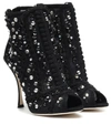 DOLCE & GABBANA EMBELLISHED ANKLE BOOTS,P00354421