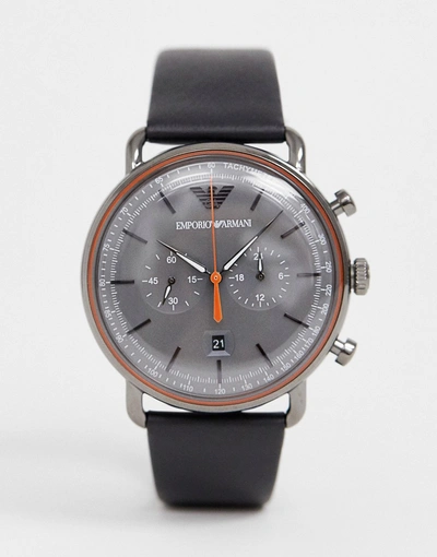 EMPORIO ARMANI AR11168 AVIATOR LEATHER WATCH 43MM - BLACK AR11168