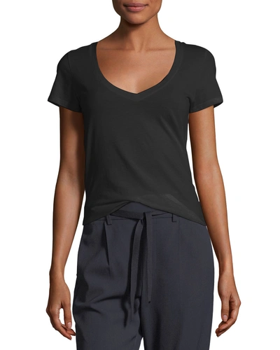 Vince Essential Pima Cotton V-neck Tee In Black