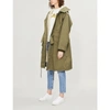 SANDRO FAUX-SHEARLING LINED WAIST-TIE COTTON COAT