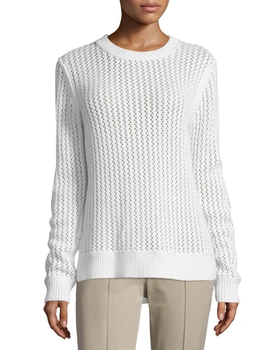 Michael Kors Long-sleeve Zigzag-ribbed Sweater, White