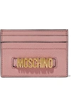MOSCHINO WOMAN EMBELLISHED TEXTURED-LEATHER CARDHOLDER PINK,AU 10375442618665414
