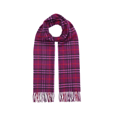 Burberry The Classic Vintage Check Cashmere Scarf In Purple