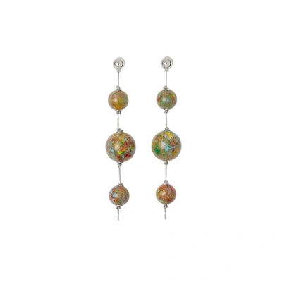 Burberry Marbled Resin Palladium-plated Drop Earrings In Palladio/confetti