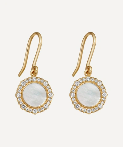 Astley Clarke Gold Plated Vermeil Silver Luna Mother Of Pearl Sapphire Drop Earrings