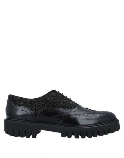 Alberto Guardiani Woman Lace-up Shoes Black Size 7.5 Leather