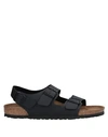 Birkenstock Amalfi Leather Soft Footbed Milano Sandals In Black