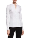 Akris Punto Long-sleeve Cotton Jersey-back Blouse In Cream