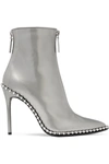 ALEXANDER WANG ERI STUDDED METALLIC PATENT-LEATHER ANKLE BOOTS