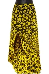 ALICE AND OLIVIA SUEANN ASYMMETRIC TIERED FLORAL-PRINT SATIN-TRIMMED SILK CREPE DE CHINE SKIRT