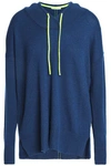 DUFFY DUFFY WOMAN NEON-TRIMMED CASHMERE HOODIE COBALT BLUE,3074457345619685260