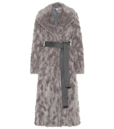 Stella Mccartney Faux Fur Long Belted Coat In 1406 Grey