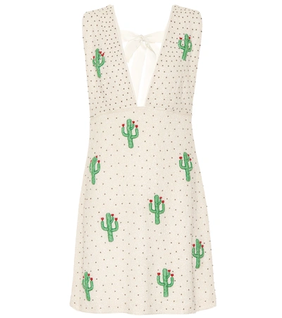 Ganni Beaded Cactus Dress - 白色 In Green