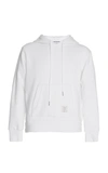 Thom Browne Center-back Stripe Jersey Hoodie In White