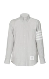 Thom Browne 4-bar Straight Fit Chambray Button-down Shirt In Grey